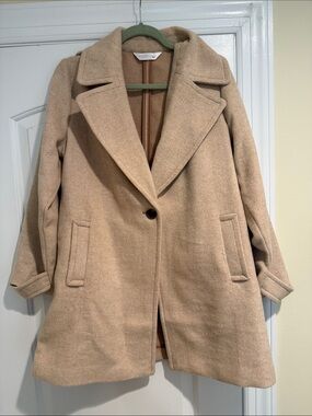 LC Lauren Conrad Beige Single-Button Pea Coat